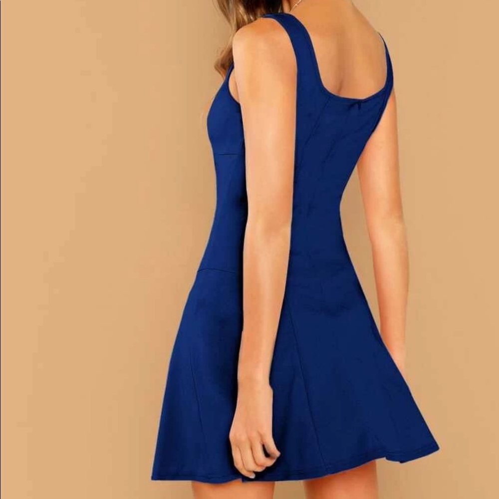 Square neck solid tank swing dress pastel pink - Picture 4 of 8